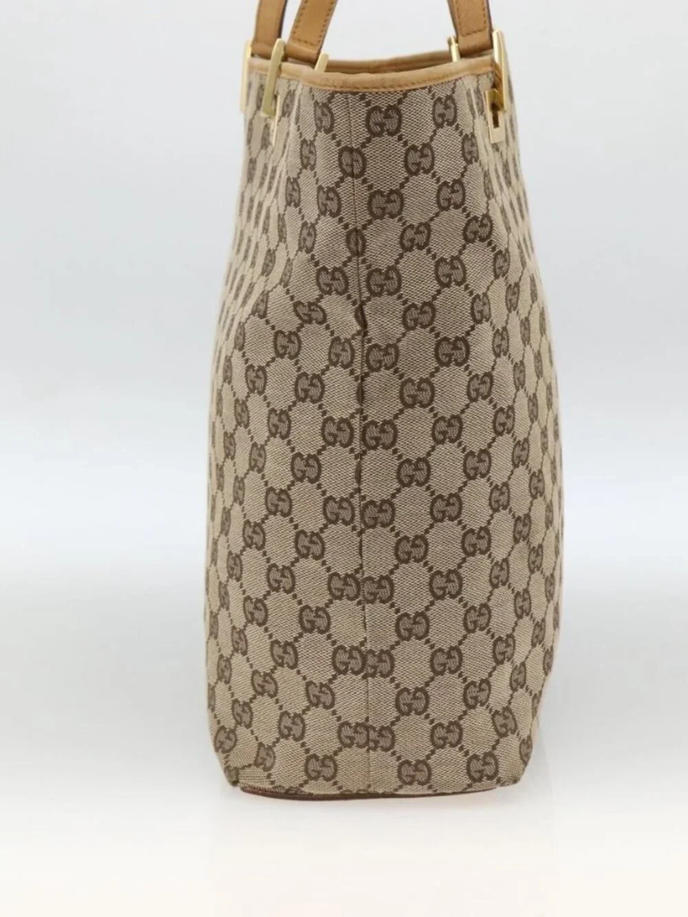 GUCCI GG Canvas Tote Bag Beige Gold 002 1098 2404 Auth ka2901